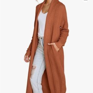 New Oversized Slouchy Chunky Knit Open Front Sweater Coat with Pockets